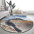 New Zealand Mount Taranaki Landscape Round Carpet Kokako Bird Polynesian Style