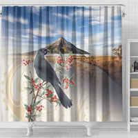 New Zealand Mount Taranaki Landscape Shower Curtain Kokako Bird Polynesian Style LT05 - Polynesian Pride