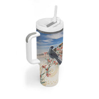 New Zealand Mount Taranaki Landscape Tumbler With Handle Kokako Bird Polynesian Style LT05 - Polynesian Pride