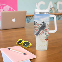 New Zealand Mount Taranaki Landscape Tumbler With Handle Kokako Bird Polynesian Style LT05 - Polynesian Pride