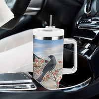 New Zealand Mount Taranaki Landscape Tumbler With Handle Kokako Bird Polynesian Style LT05 - Polynesian Pride