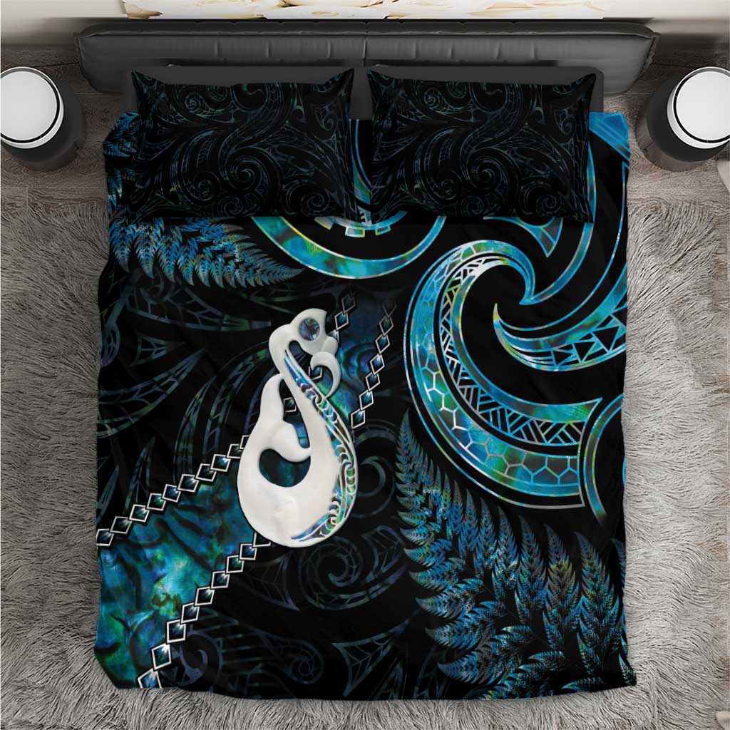 New Zealand Aotearoa Bedding Set Maori Manaia Paua Shell Glitter Turquoise LT05 Turquoise - Polynesian Pride
