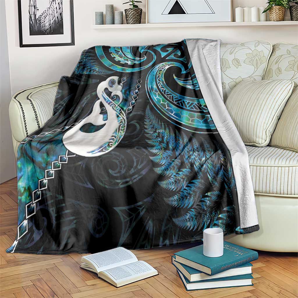New Zealand Aotearoa Blanket Maori Manaia Paua Shell Glitter Turquoise LT05 Turquoise - Polynesian Pride