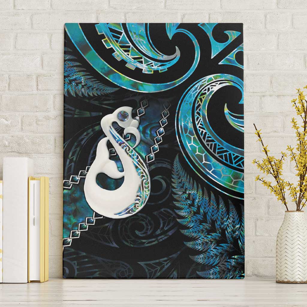 New Zealand Aotearoa Canvas Wall Art Maori Manaia Paua Shell Glitter Turquoise