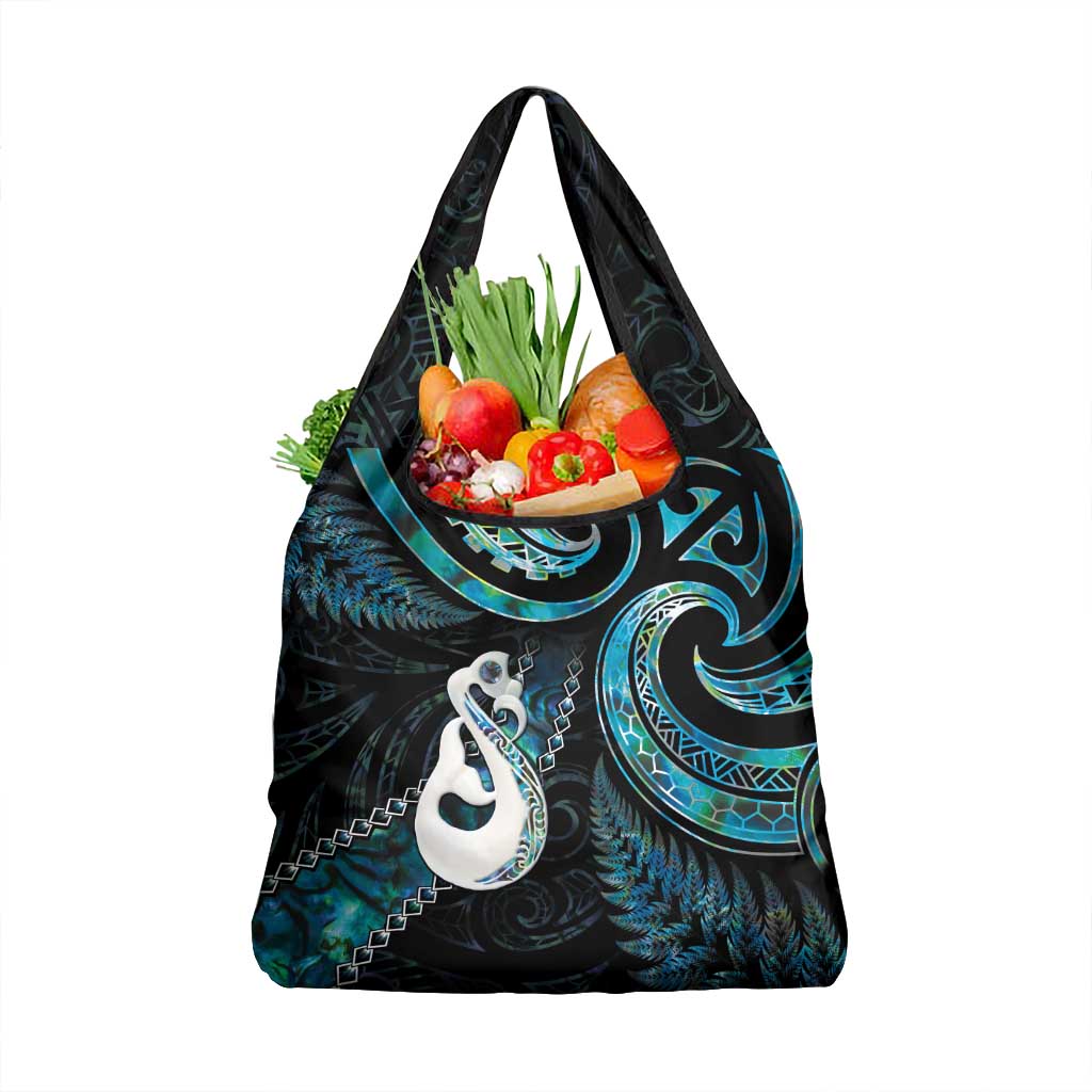 New Zealand Aotearoa Grocery Bag Maori Manaia Paua Shell Glitter Turquoise LT05 1-pack One Size Turquoise - Polynesian Pride