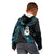 New Zealand Aotearoa Kid Hoodie Maori Manaia Paua Shell Glitter Turquoise