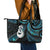 New Zealand Aotearoa Leather Tote Bag Maori Manaia Paua Shell Glitter Turquoise