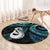 New Zealand Aotearoa Round Carpet Maori Manaia Paua Shell Glitter Turquoise