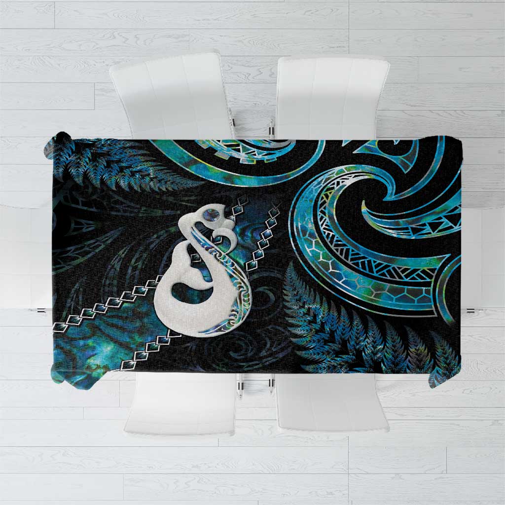 New Zealand Aotearoa Tablecloth Maori Manaia Paua Shell Glitter Turquoise