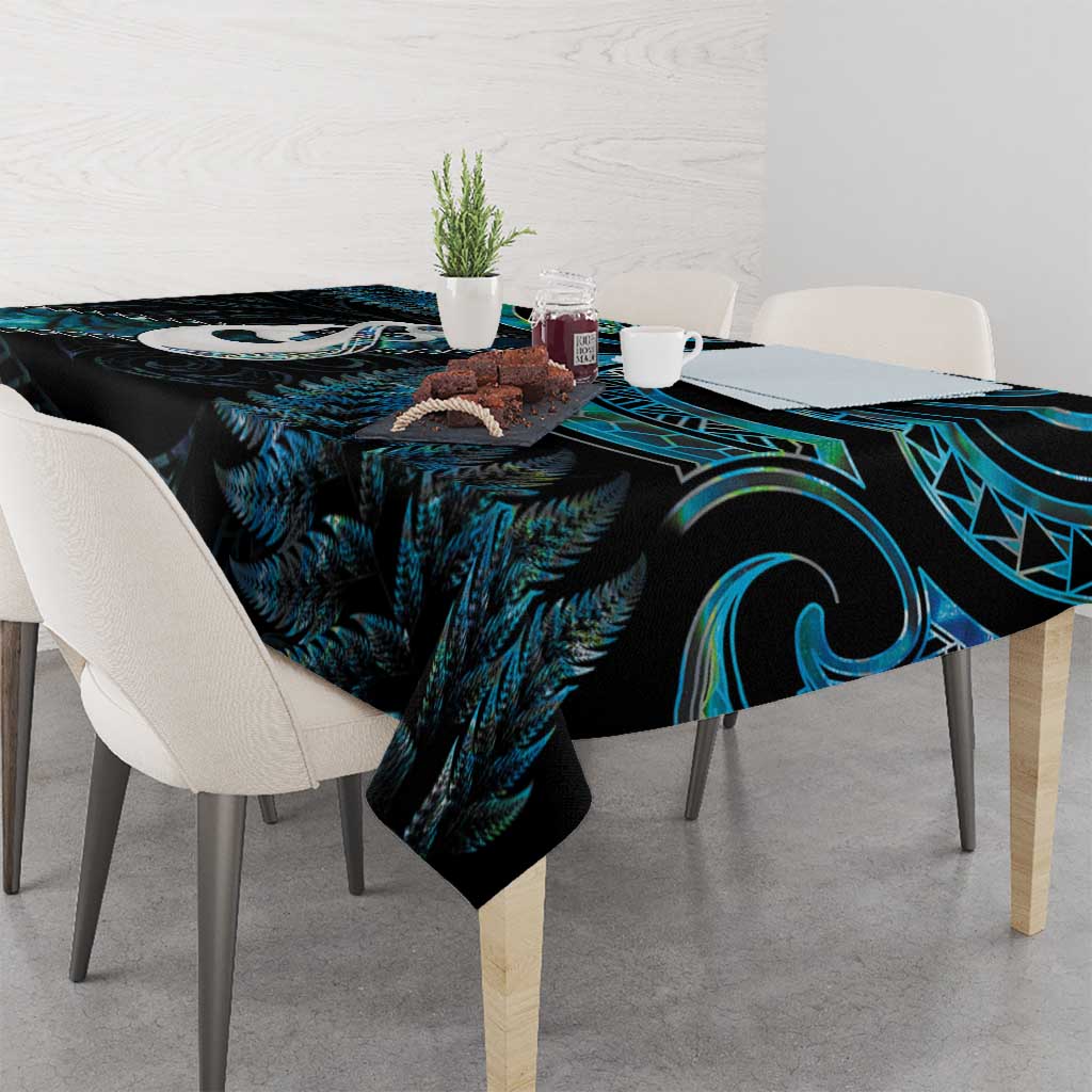 New Zealand Aotearoa Tablecloth Maori Manaia Paua Shell Glitter Turquoise LT05 - Polynesian Pride