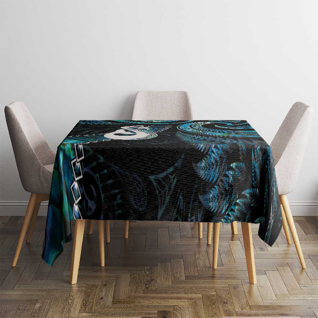 New Zealand Aotearoa Tablecloth Maori Manaia Paua Shell Glitter Turquoise LT05 - Polynesian Pride