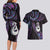 New Zealand Aotearoa Couples Matching Long Sleeve Bodycon Dress and Hawaiian Shirt Maori Manaia Paua Shell Glitter Purple