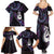 New Zealand Aotearoa Family Matching Summer Maxi Dress and Hawaiian Shirt Maori Manaia Paua Shell Glitter Purple