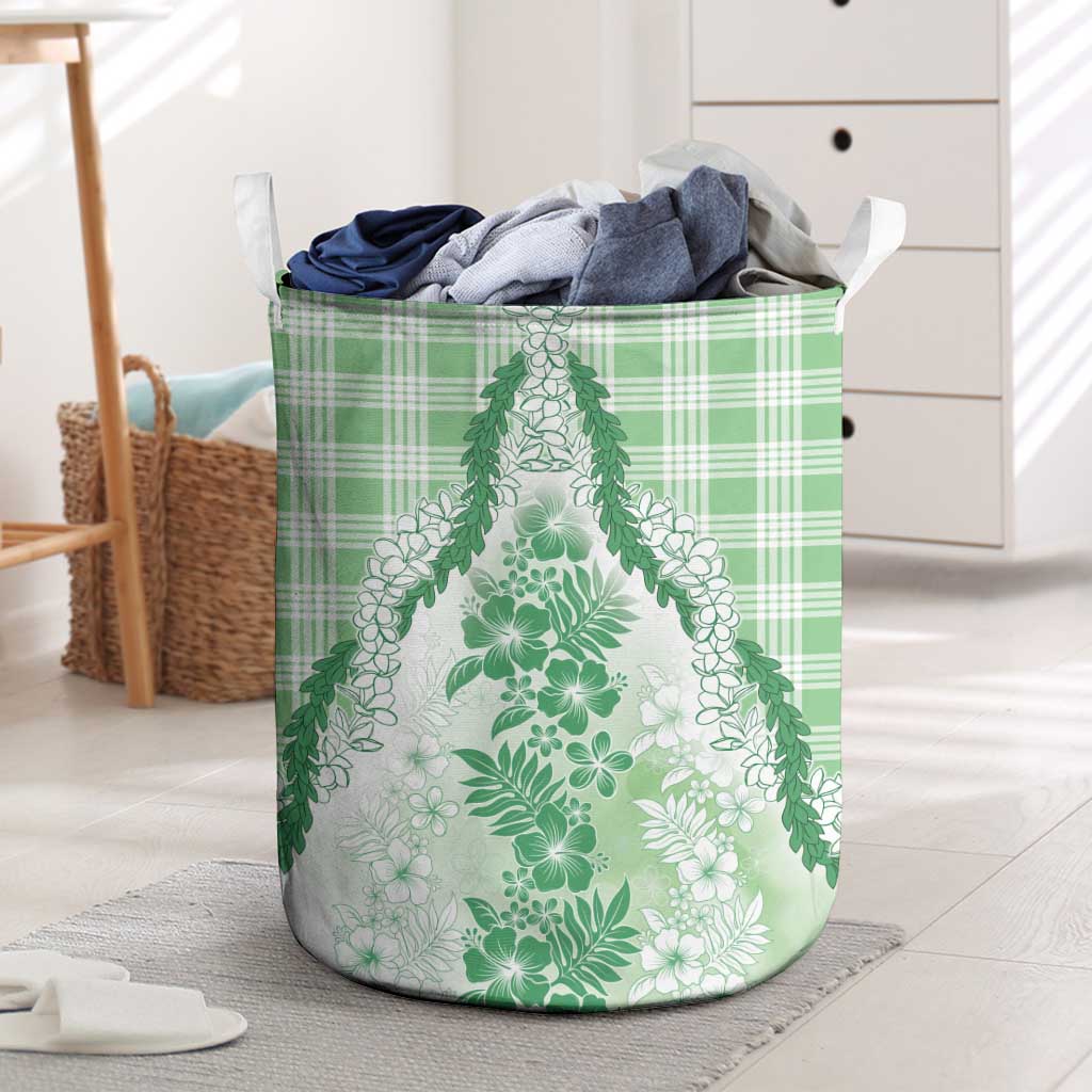Aloha Hawaii Palaka Laundry Basket Green Plumeria Lei LT05 Green - Polynesian Pride