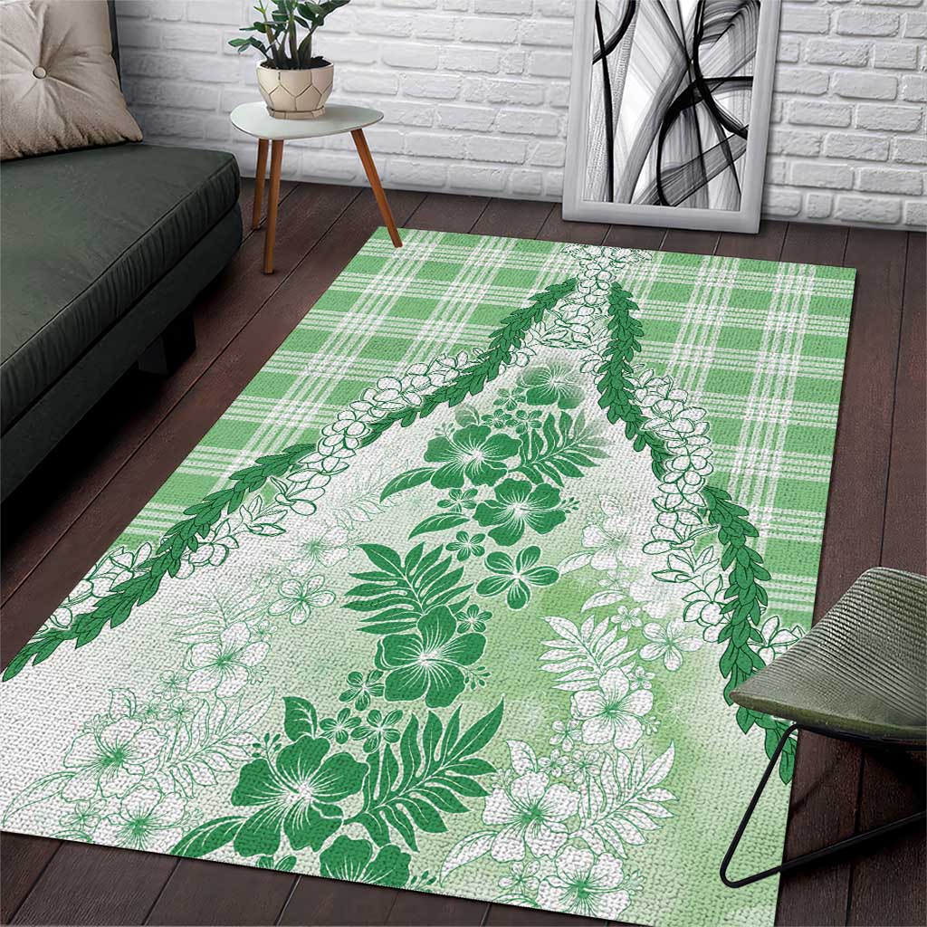 Aloha Hawaii Palaka Area Rug Green Plumeria Lei LT05 Green - Polynesian Pride