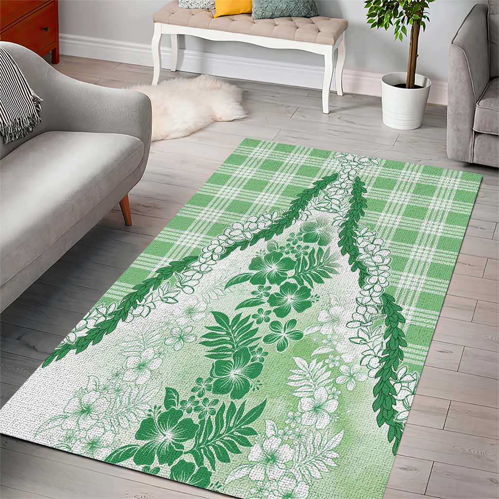 Aloha Hawaii Palaka Area Rug Green Plumeria Lei LT05 - Polynesian Pride