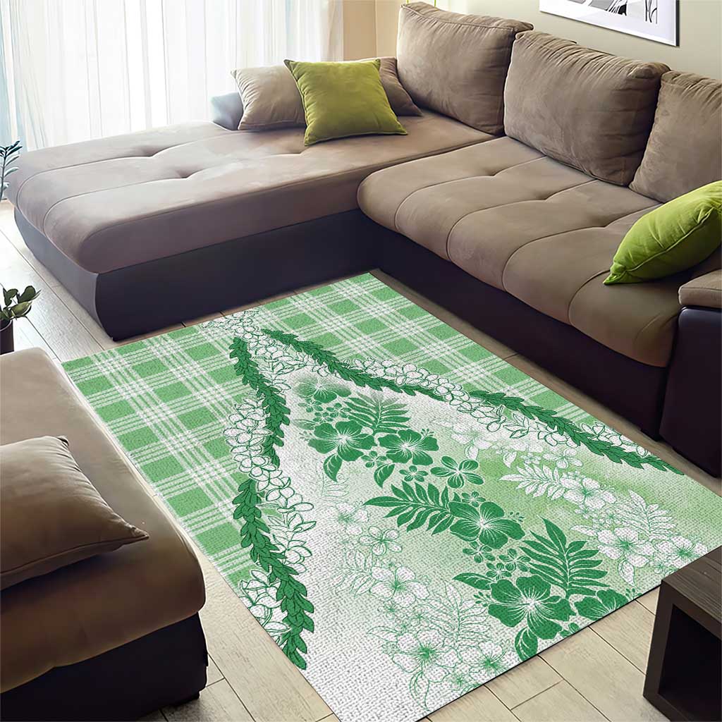 Aloha Hawaii Palaka Area Rug Green Plumeria Lei LT05 - Polynesian Pride
