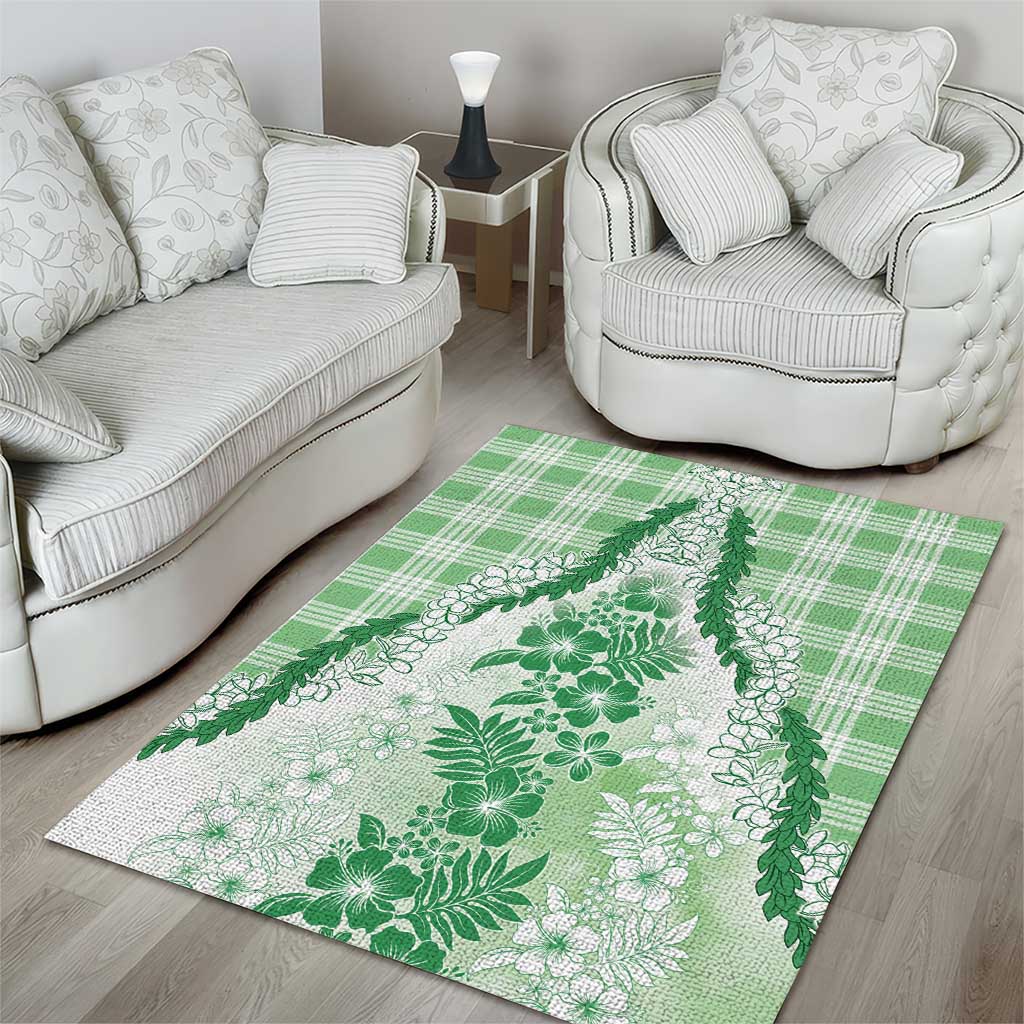 Aloha Hawaii Palaka Area Rug Green Plumeria Lei LT05 - Polynesian Pride