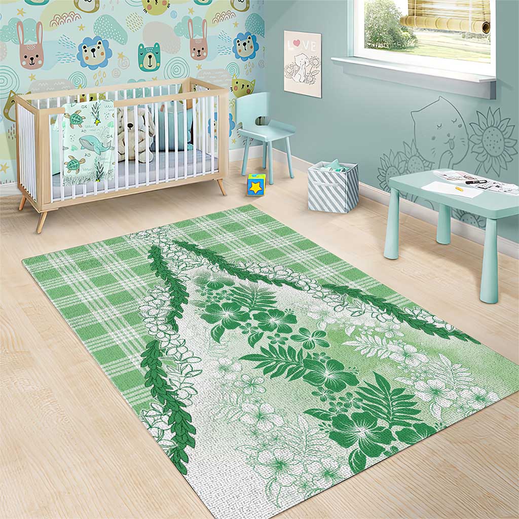Aloha Hawaii Palaka Area Rug Green Plumeria Lei LT05 - Polynesian Pride