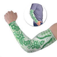 Aloha Hawaii Palaka Arm Sleeves Green Plumeria Lei LT05 Set of 2 Green - Polynesian Pride