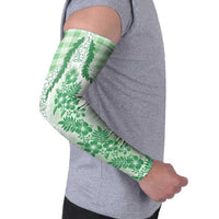 Aloha Hawaii Palaka Arm Sleeves Green Plumeria Lei LT05 - Polynesian Pride