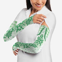 Aloha Hawaii Palaka Arm Sleeves Green Plumeria Lei LT05 - Polynesian Pride
