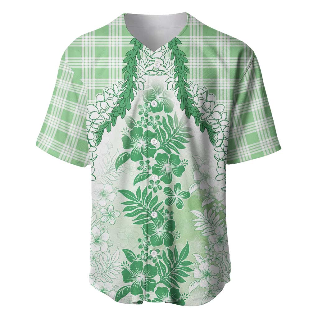 Aloha Hawaii Palaka Baseball Jersey Green Plumeria Lei LT05 Green - Polynesian Pride