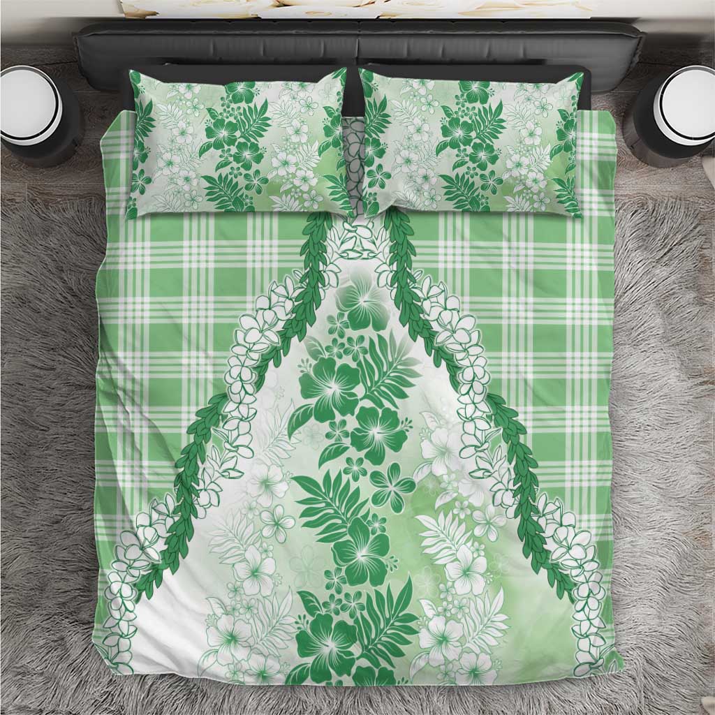 Aloha Hawaii Palaka Bedding Set Green Plumeria Lei LT05 Green - Polynesian Pride