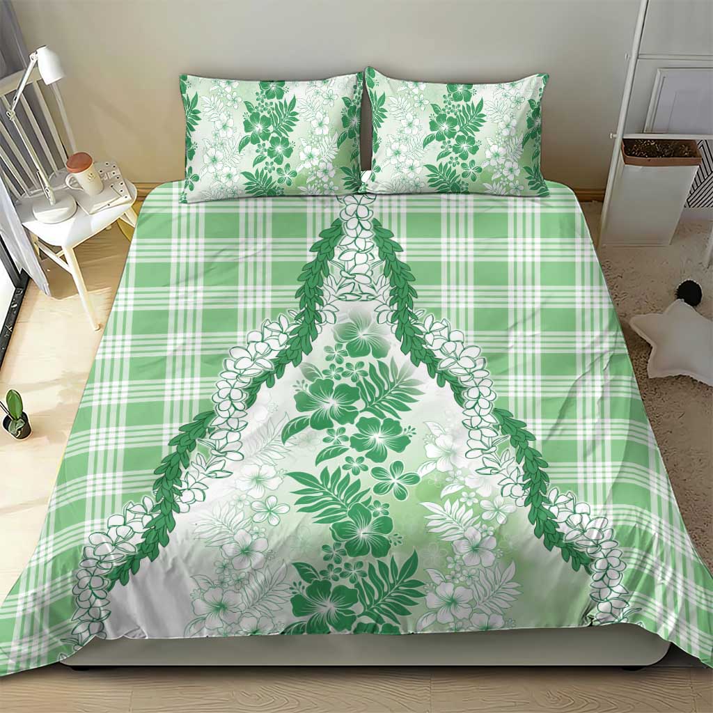 Aloha Hawaii Palaka Bedding Set Green Plumeria Lei LT05 - Polynesian Pride