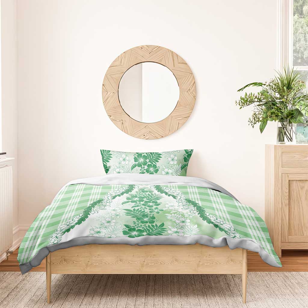 Aloha Hawaii Palaka Bedding Set Green Plumeria Lei LT05 - Polynesian Pride