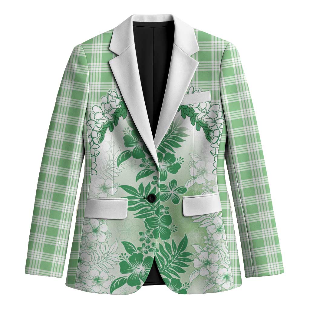 Aloha Hawaii Palaka Blazer Green Plumeria Lei LT05 Unisex Green - Polynesian Pride