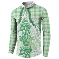 Aloha Hawaii Palaka Button Sweatshirt Green Plumeria Lei LT05 - Polynesian Pride