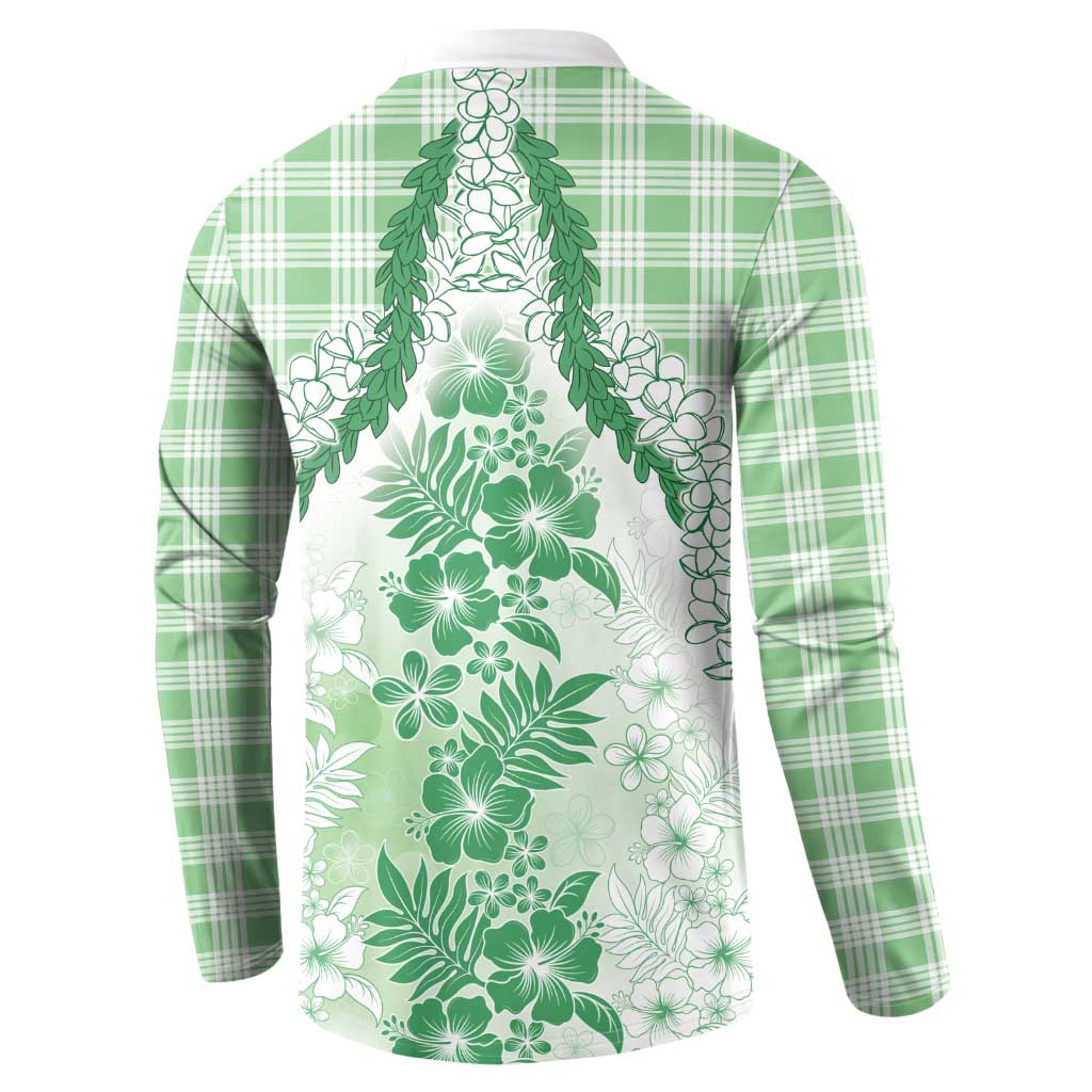 Aloha Hawaii Palaka Button Sweatshirt Green Plumeria Lei LT05 - Polynesian Pride