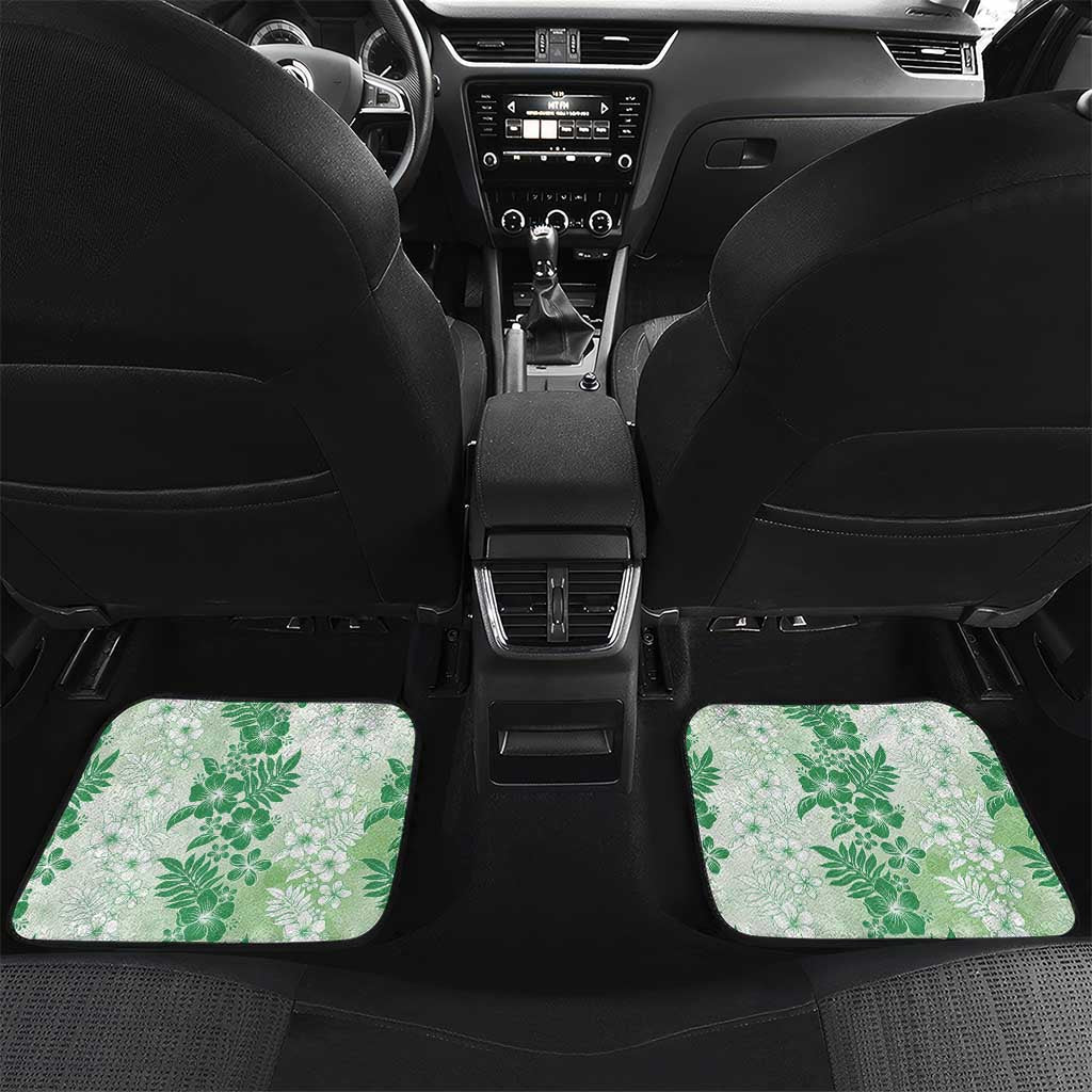 Aloha Hawaii Palaka Car Mats Green Plumeria Lei LT05 Set 2pcs - Back Green - Polynesian Pride