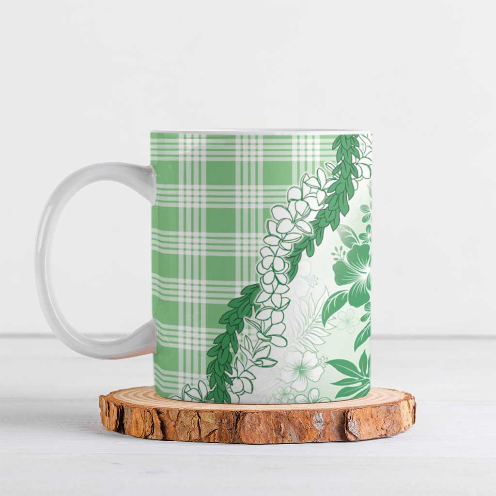 Aloha Hawaii Palaka Ceramic Mug Green Plumeria Lei LT05 Green - Polynesian Pride