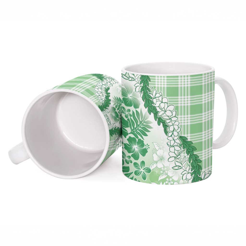 Aloha Hawaii Palaka Ceramic Mug Green Plumeria Lei LT05 - Polynesian Pride