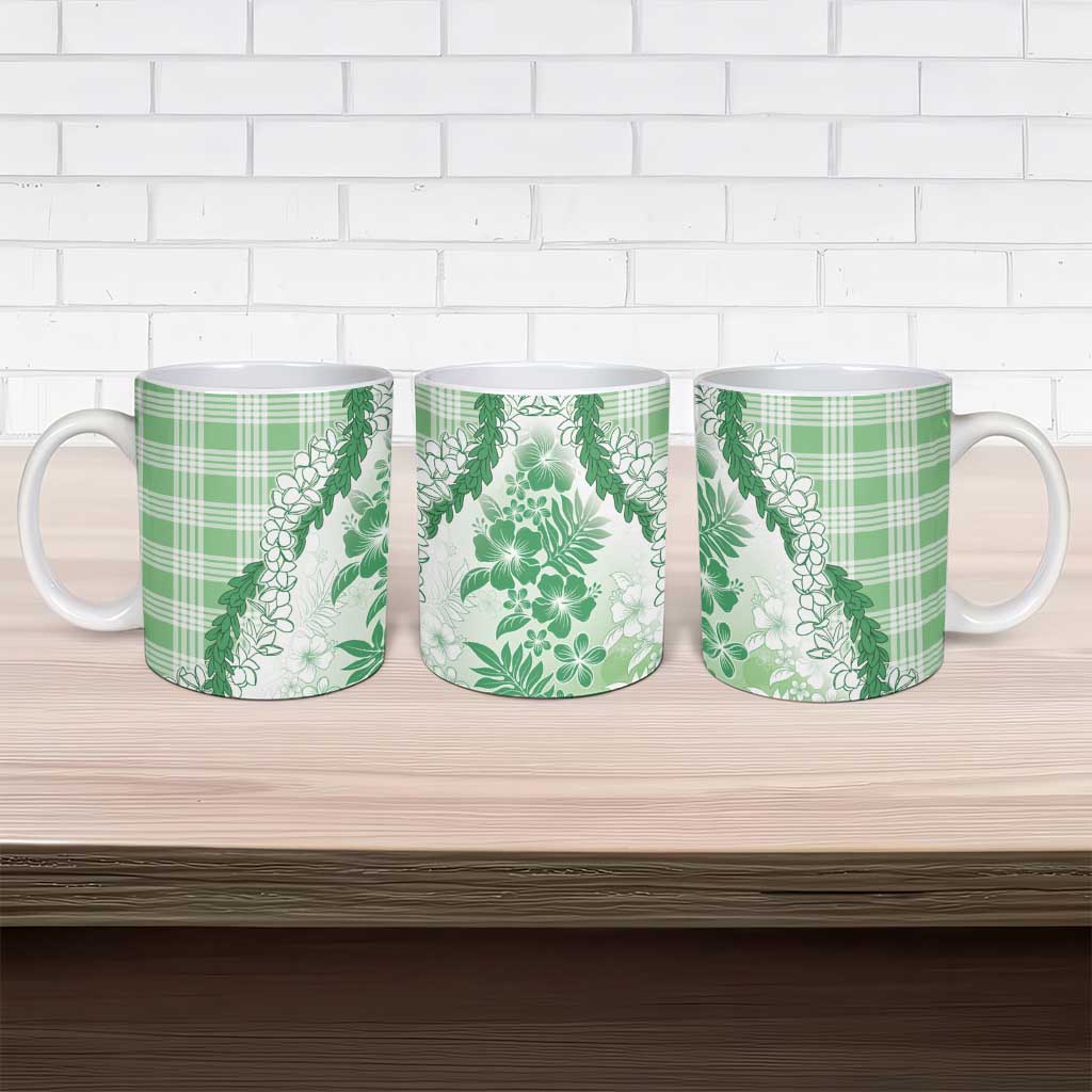 Aloha Hawaii Palaka Ceramic Mug Green Plumeria Lei LT05 - Polynesian Pride