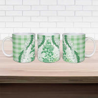 Aloha Hawaii Palaka Ceramic Mug Green Plumeria Lei LT05 - Polynesian Pride