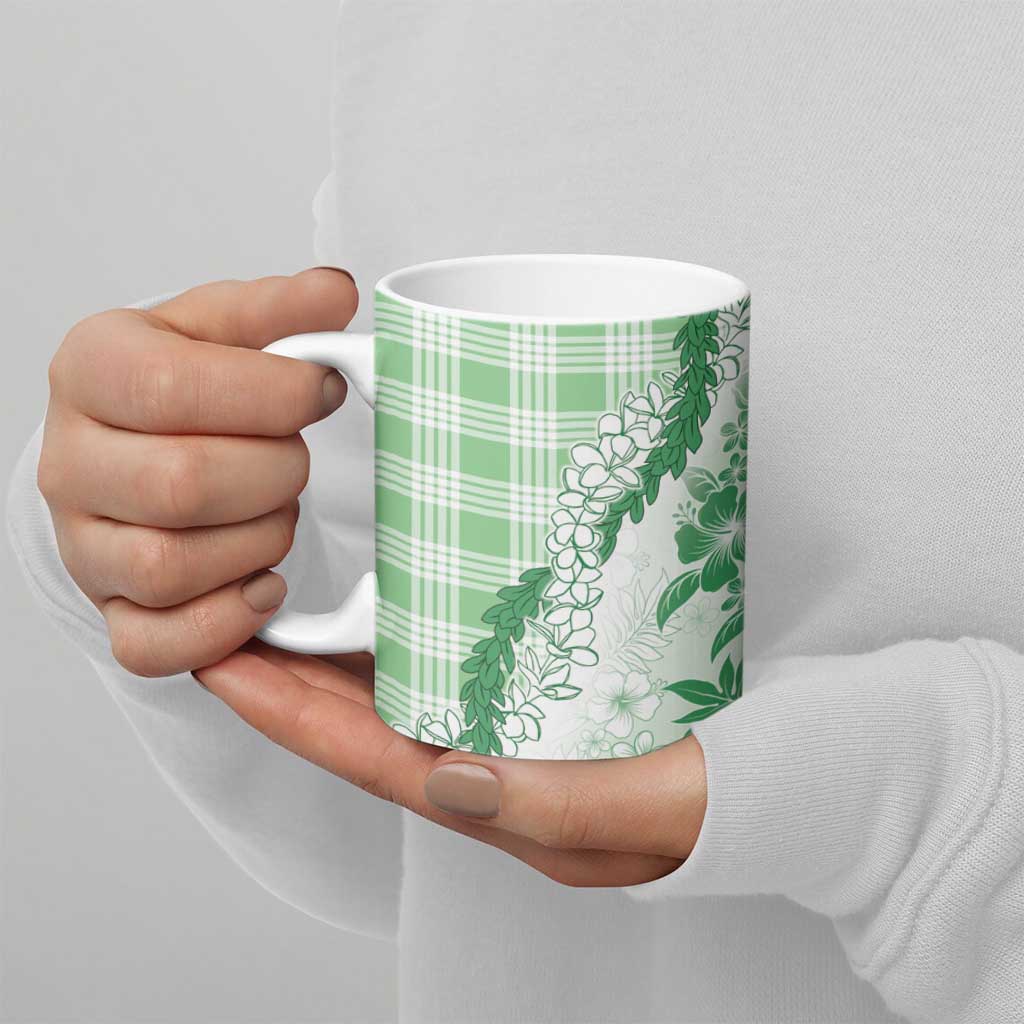 Aloha Hawaii Palaka Ceramic Mug Green Plumeria Lei LT05 - Polynesian Pride