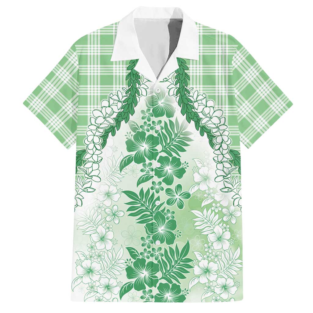 Aloha Hawaii Palaka Hawaiian Shirt Green Plumeria Lei LT05 Green - Polynesian Pride