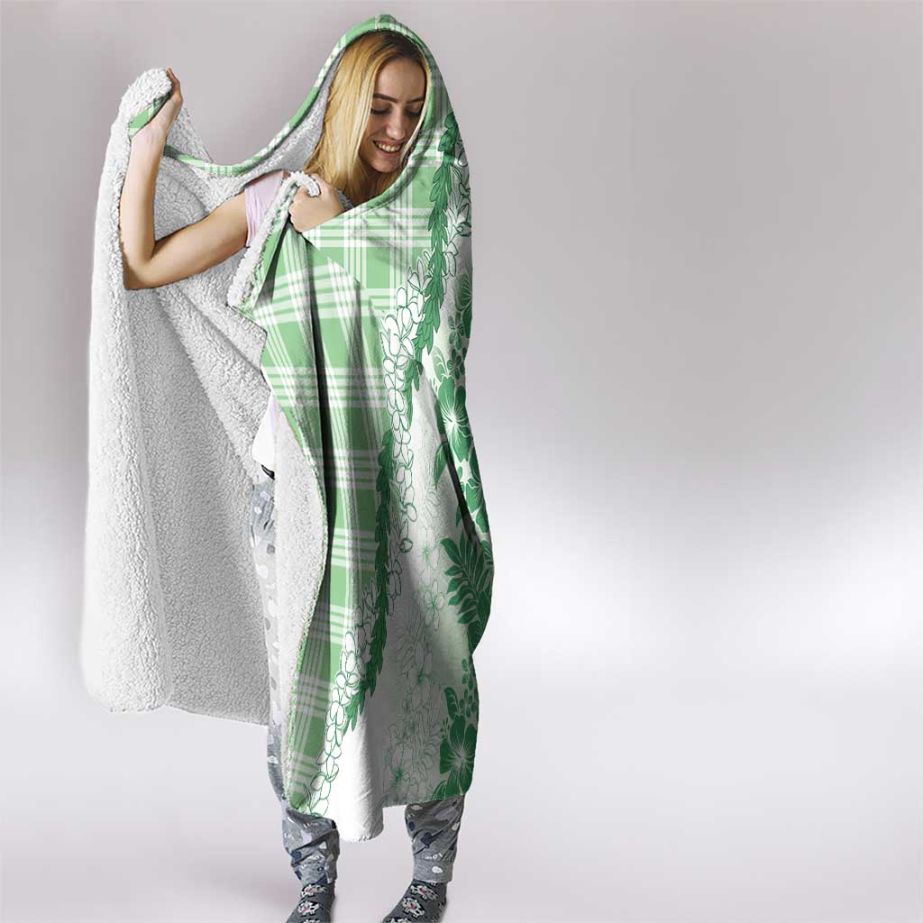 Aloha Hawaii Palaka Hooded Blanket Green Plumeria Lei LT05 - Polynesian Pride