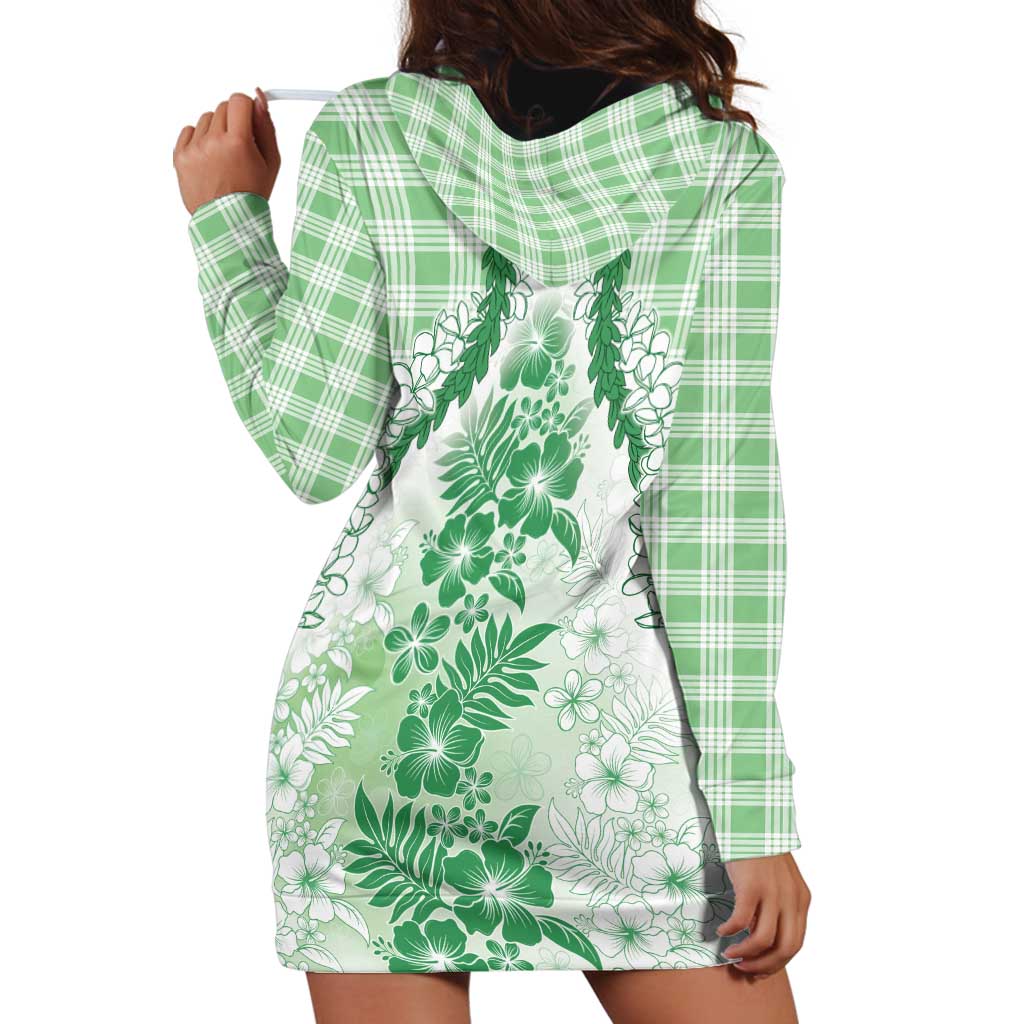 Aloha Hawaii Palaka Hoodie Dress Green Plumeria Lei LT05 - Polynesian Pride