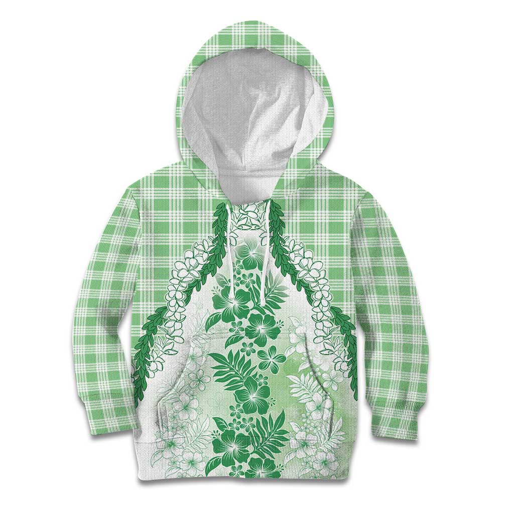 Aloha Hawaii Palaka Kid Hoodie Green Plumeria Lei LT05 Hoodie Green - Polynesian Pride