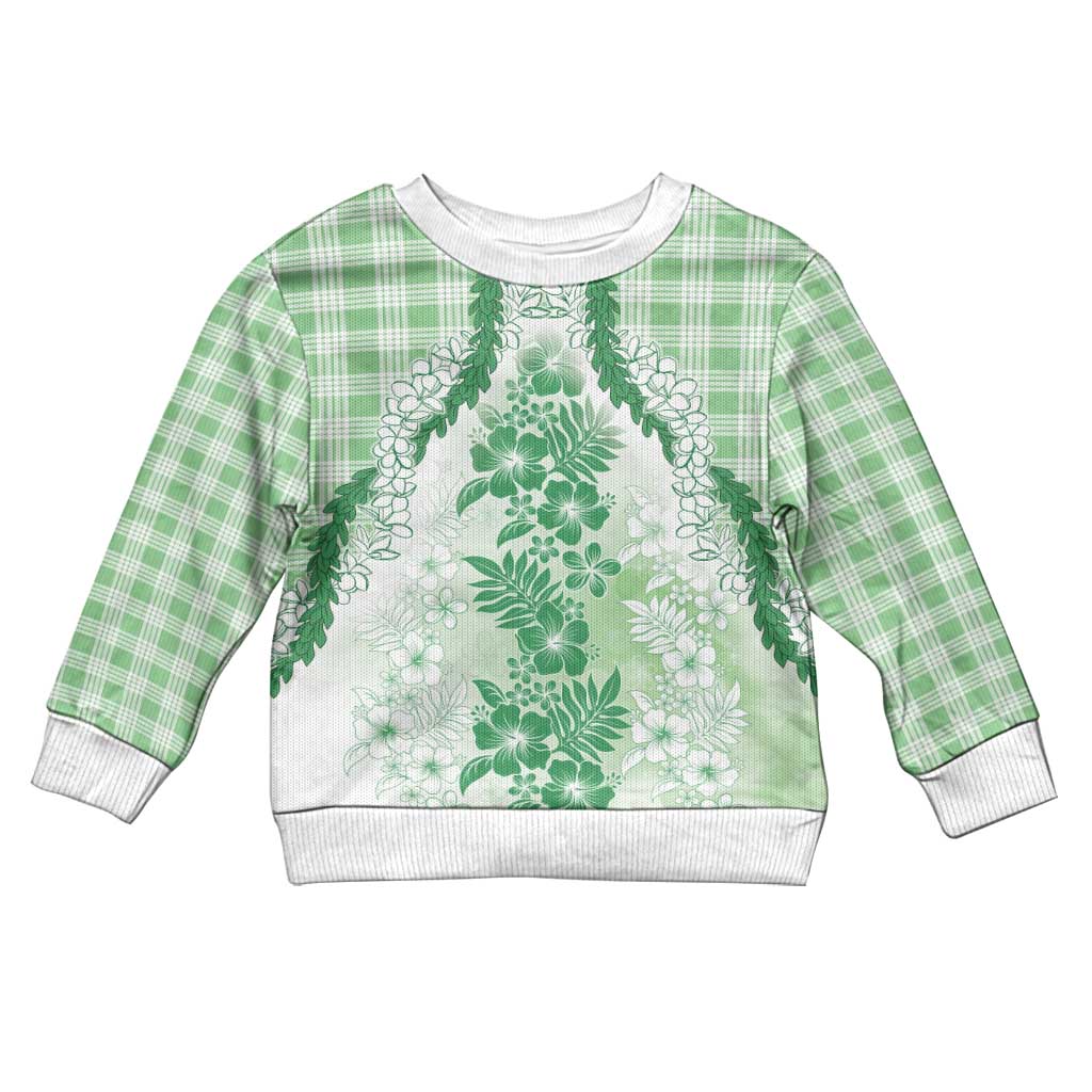 Aloha Hawaii Palaka Kid Ugly Christmas Sweater Green Plumeria Lei LT05 Kid Green - Polynesian Pride