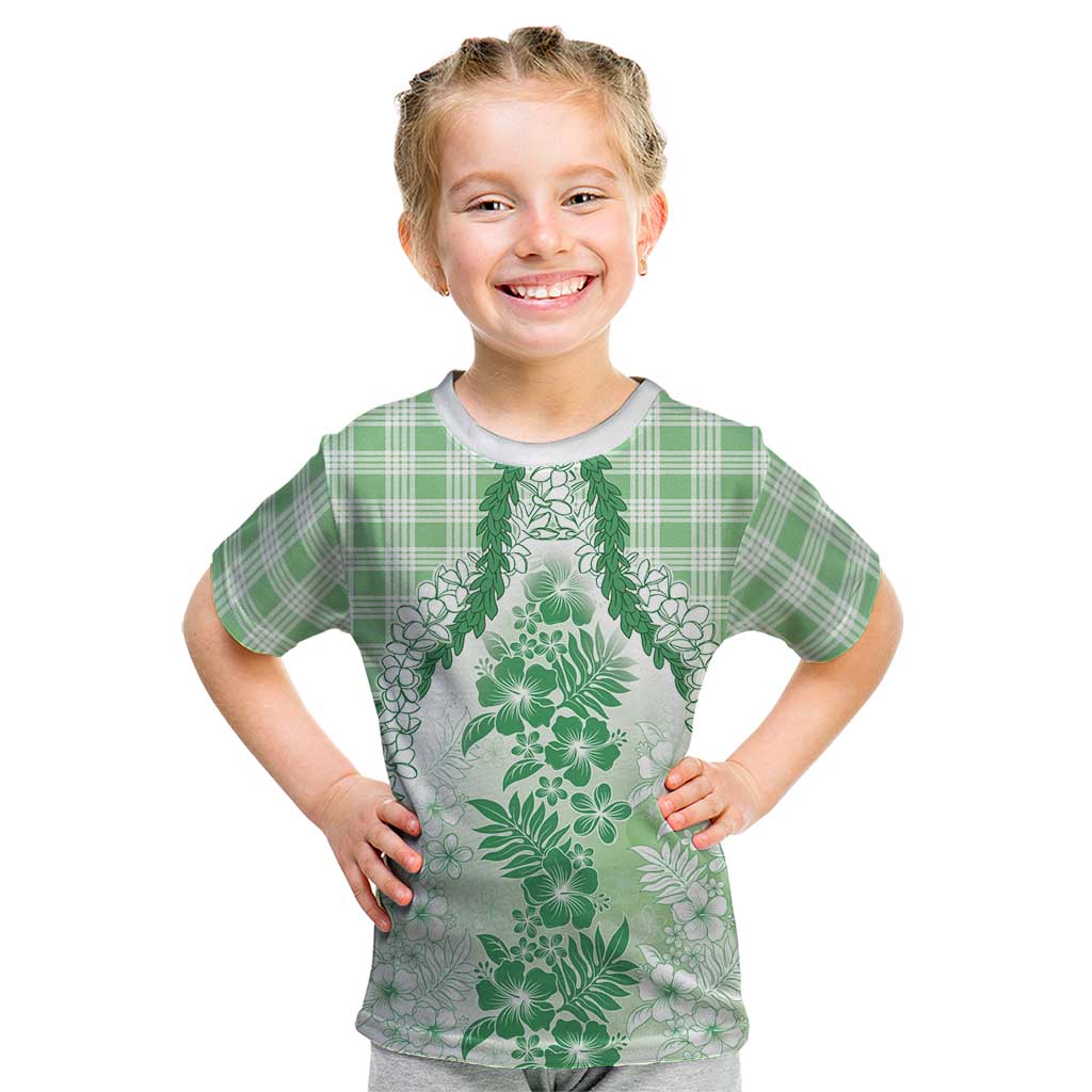 Aloha Hawaii Palaka Kid T Shirt Green Plumeria Lei LT05 Green - Polynesian Pride