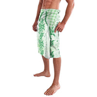 Aloha Hawaii Palaka Lavalava Green Plumeria Lei LT05 - Polynesian Pride
