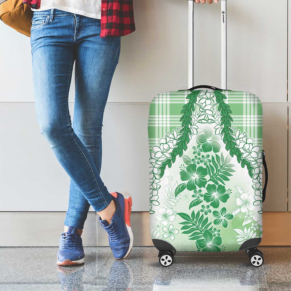 Aloha Hawaii Palaka Luggage Cover Green Plumeria Lei LT05 - Polynesian Pride