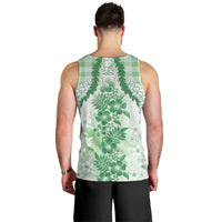Aloha Hawaii Palaka Men Tank Top Green Plumeria Lei LT05 - Polynesian Pride