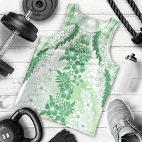 Aloha Hawaii Palaka Men Tank Top Green Plumeria Lei LT05 - Polynesian Pride