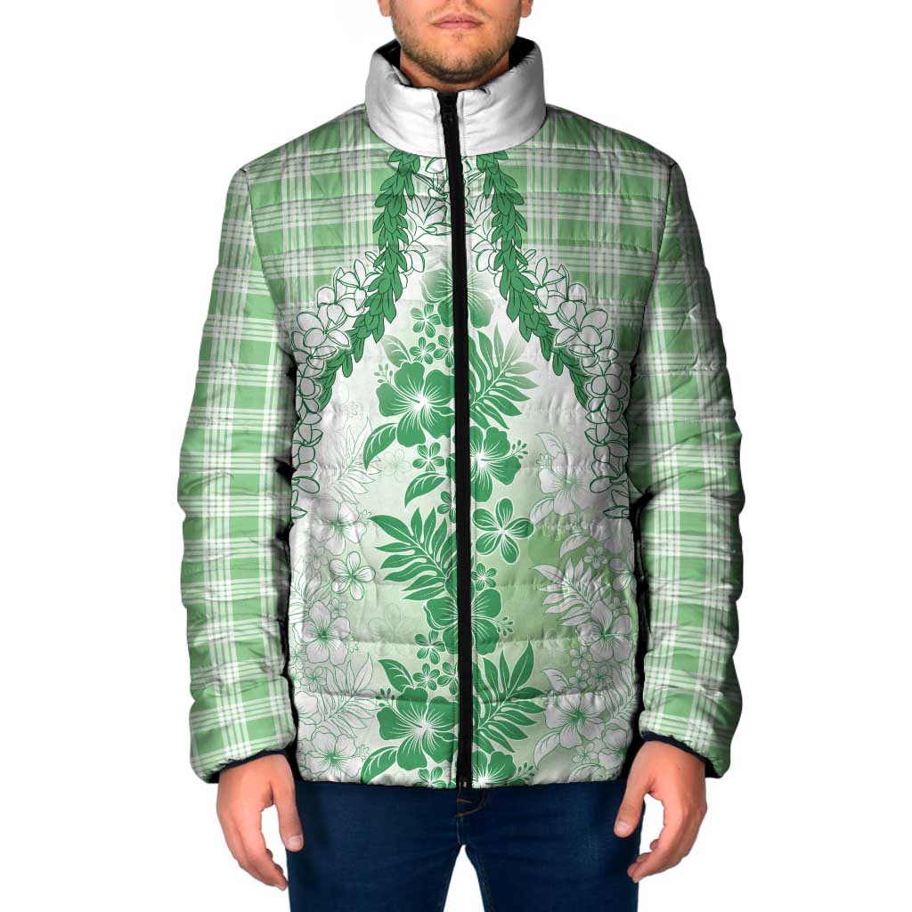 Aloha Hawaii Palaka Padded Jacket Green Plumeria Lei LT05 Men Green - Polynesian Pride